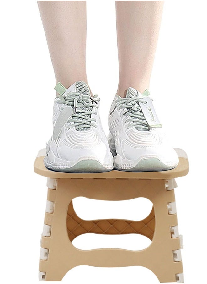 HAWAWA 21cm Folding Step Stool for Adults and Kids ,Non-Slip Folding Stools with Portable Handle, Compact Plastic Foldable Step Stool Great for Kitchen, Bathroom or Bedroom, Holds Up to 100kgs Khaki  - Image 5