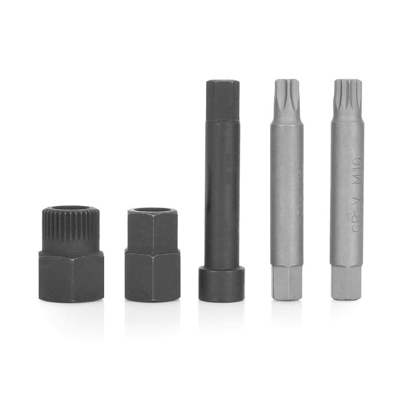 مجموعة أدوات بكرة الدينامو المفصلة OEMTOOLS 27261، مكونة من 5 قطع، مقابس بكرة وأجزاء عمود تناسب معظم بكرات OAD وOWC، ومجموعة بكرة المولد وأدوات الإصلاح