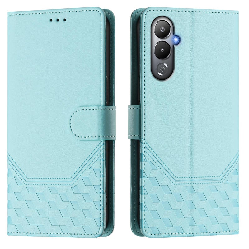 HuHa Case Cover For Tecno Pova 4 Honeycomb Embossing RFID Leather Phone Case(Mint Green) - Image 2