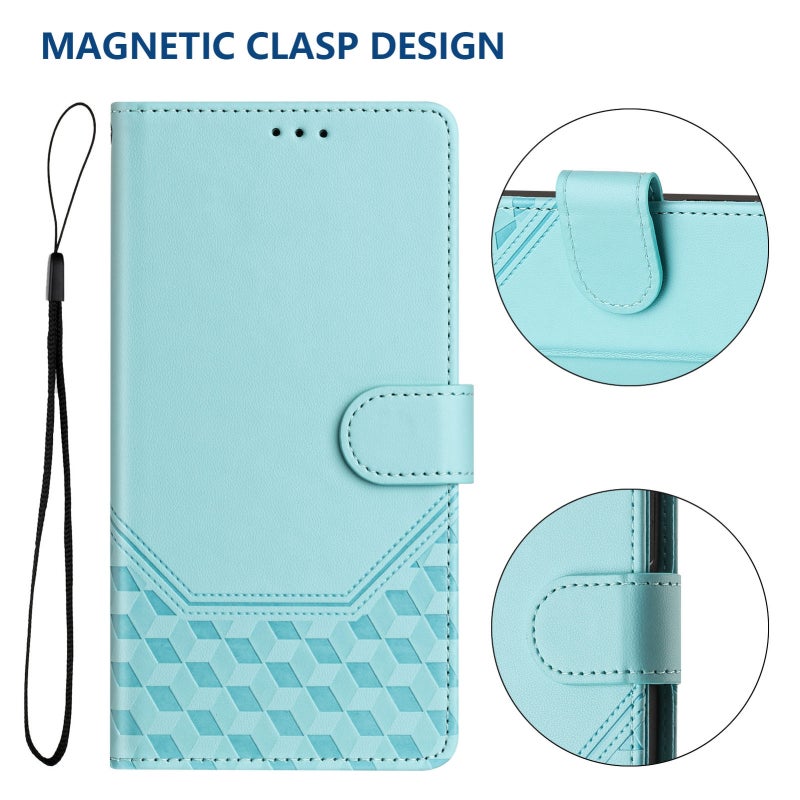 HuHa Case Cover For Tecno Pova 4 Honeycomb Embossing RFID Leather Phone Case(Mint Green) - Image 5