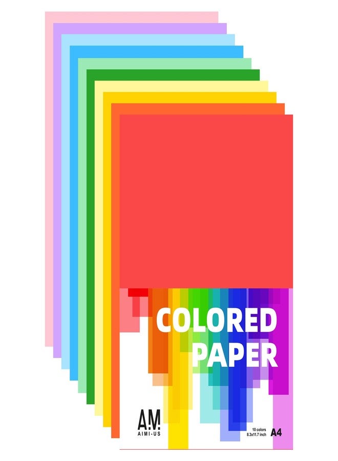 AIMI Assorted Colors Bulk for Kids School Supplies A4 Copy Paper Construction Paper Preschool Classroom Supplies Elementary Great for Arts Painting Coloring Drawing Crafts (100) - Image 1