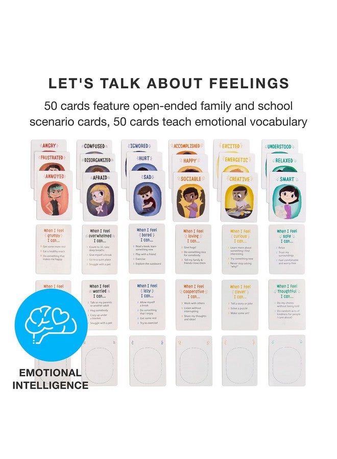 Brybelly Feelings In A Flash Emotional Intelligence Flashcard Game Toddlers & Special Needs Children Teaching Empathy Activities Coping & Social Skills 50 Scenario Cards 50 Reaction Faces  - Image 3