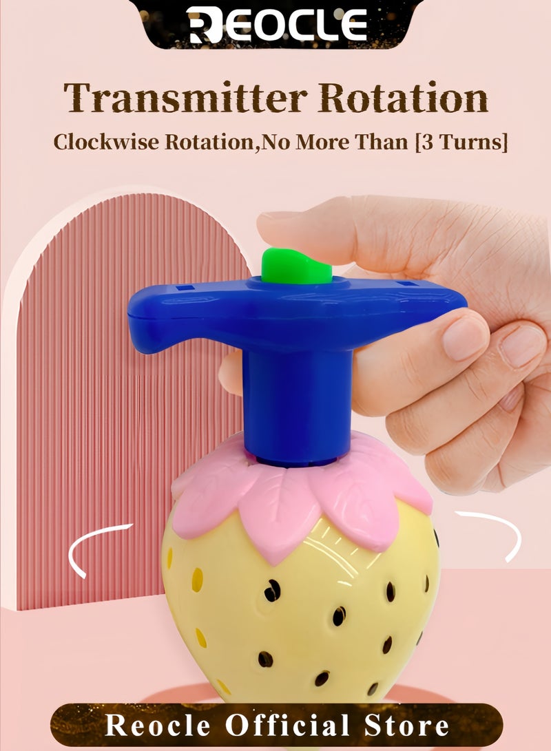 REOCLE 1PC Outdoor Children Cartoon Strawberry Gyroscope Toy Flashing Music Strawberry Spinning Top Pressure Relief Toy for Kids Boys and Girls - Image 4