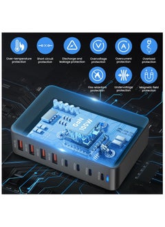 TecV 320W USB-C Charger, 8-Port Fast Charging Station, Type-C Hub, PD 100W, 65W, 20W Laptop Adapter for iPhone 14/13/12 Pro Max, iPad, Samsung  - Image 4