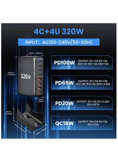 TecV 320W USB-C Charger, 8-Port Fast Charging Station, Type-C Hub, PD 100W, 65W, 20W Laptop Adapter for iPhone 14/13/12 Pro Max, iPad, Samsung  - Image 3