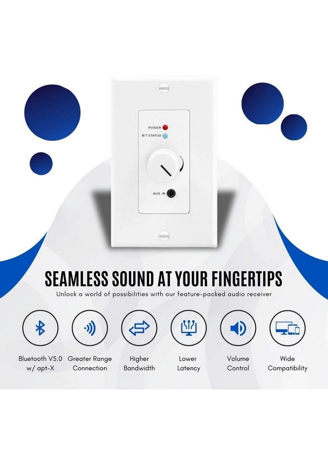 TNP Products - Tnp Wireless Bluetooth Audio Receiver Wall Plate Mount Bt 5.0 Aptx Music Streaming Adapter 4 Speakers 120W Stereo Amplifier Audio Volume Control 3.5Mm Aux Input For Sound Speaker Systems Integration - Image 1
