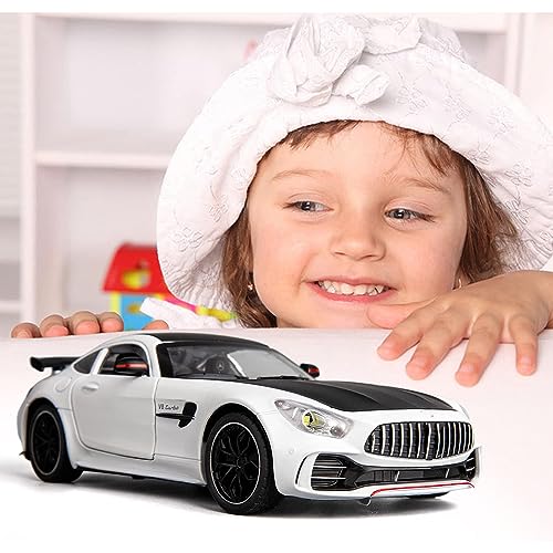 DEZICON 1:24AMG GTR Toy Car for Kids Diecast Metal Cars Light Sound Pullback Openable Door, Black - Image 5