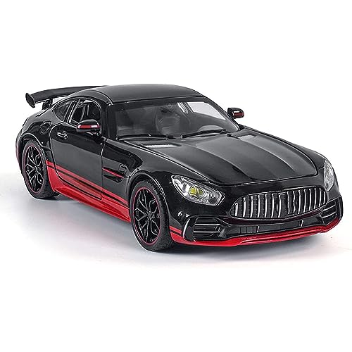 DEZICON 1:24AMG GTR Toy Car for Kids Diecast Metal Cars Light Sound Pullback Openable Door, Black - Image 1