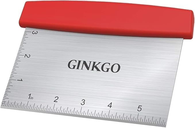 BENCH DOUGH SCRAPER CHOPPER STAINLESS STEEL KITCHEN UTENSIL MULTIPURPOSE PASTRYFOOD CUTTER SCRAPER TOOL FOR CAKE PIZZA BREAD BBQ RED