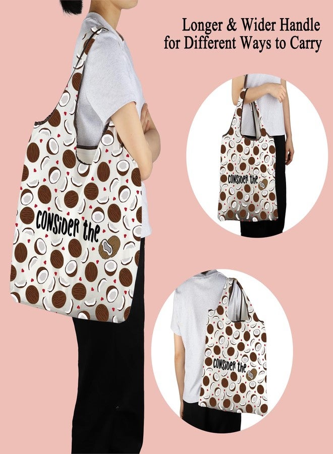 MBMSO Consider the Coconuts Gifts for Beach Lovers You're Welcome Hawaiian Reusable Grocery Bag Fruit Print Fold Shopping Bag (Coconut F-Bag) - Image 3