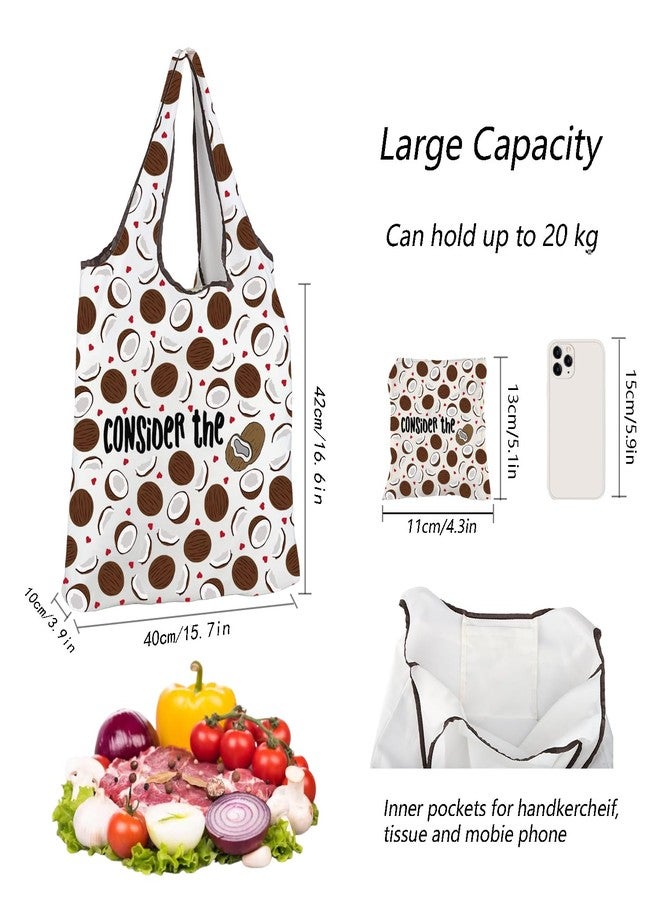 MBMSO Consider the Coconuts Gifts for Beach Lovers You're Welcome Hawaiian Reusable Grocery Bag Fruit Print Fold Shopping Bag (Coconut F-Bag) - Image 2