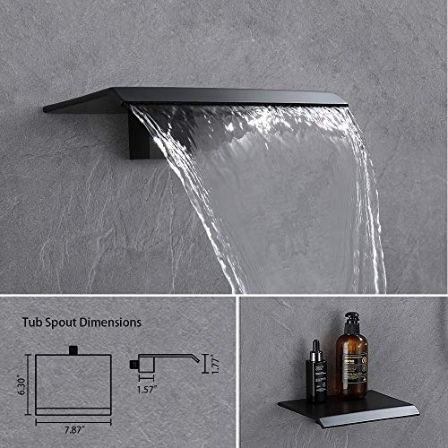 KOJOX 12 Inch Shower System with High Pressure Rainfall Shower Head, Handheld Shower Head, Bathtub Faucet Spout Trim Kit and 3 Function Shower Faucet valve Set Matte Black - Image 4