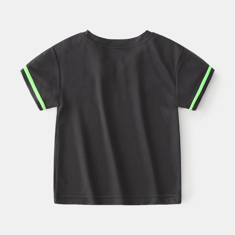 Children'S Short-Sleeved T-Shirt 2022 Summer Boys' Mesh Breathable Sports Pullover Baby Casual Top Summer - Image 4