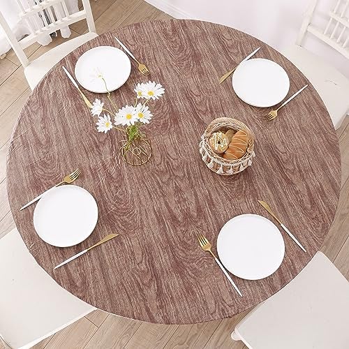 Walrus Round Vinyl Fitted Tablecloth with Flannel Backing Elastic Edge Design Table Cover Waterproof OilProof PVC Table Cloth StainResistant Best for 5766 Round - Image 1