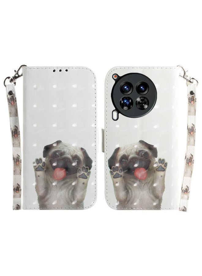 erorex For Tecno Camon 30 Premier 5G 3D Colored Horizontal Flip Leather Phone Case(Pug) 