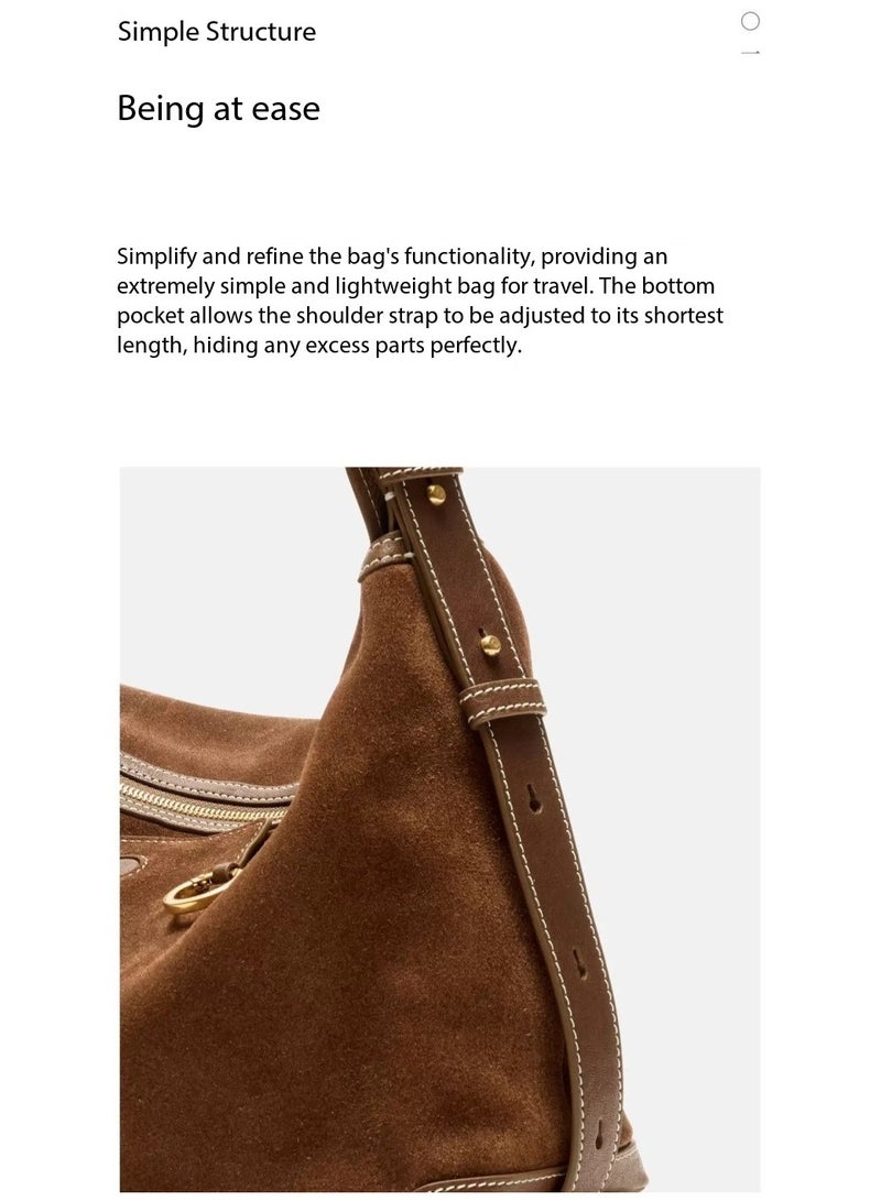 Songmont Under Songmont Mountain, there is a series of casual hobo bags with a trace of pine, made of suede, with an underarm strap, suitable for commuting, and shaped like a dumpling. They are perfect for women in autumn and winter. - Image 5