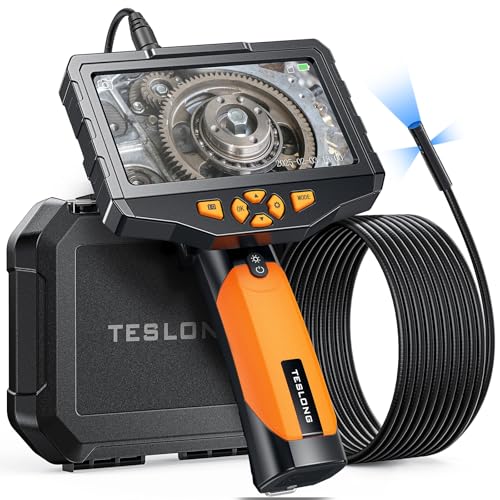 Teslong Triple Lens Borescope Inspection Camera, Teslong Professional Endoscope with Light, Digital Video Scope Camera, 5" IPS Screen, Waterproof Flexible Cable for Automotive/Home/Wall/Pipe/Car (16.5FT) - Image 1