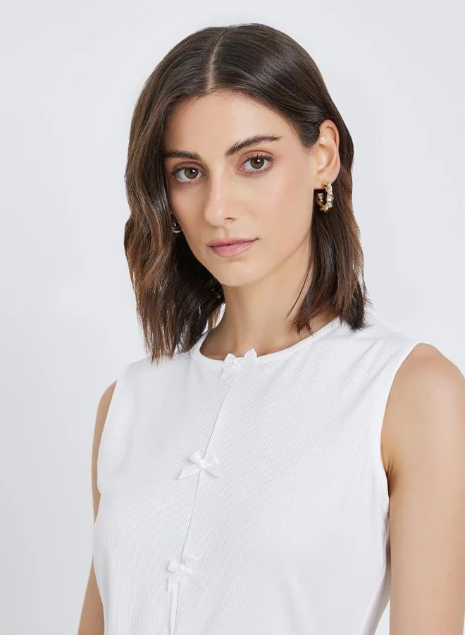Take Two Take Two Texture Bow Detail Sleeveless Knit Top