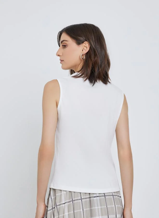 Take Two Take Two Texture Bow Detail Sleeveless Knit Top