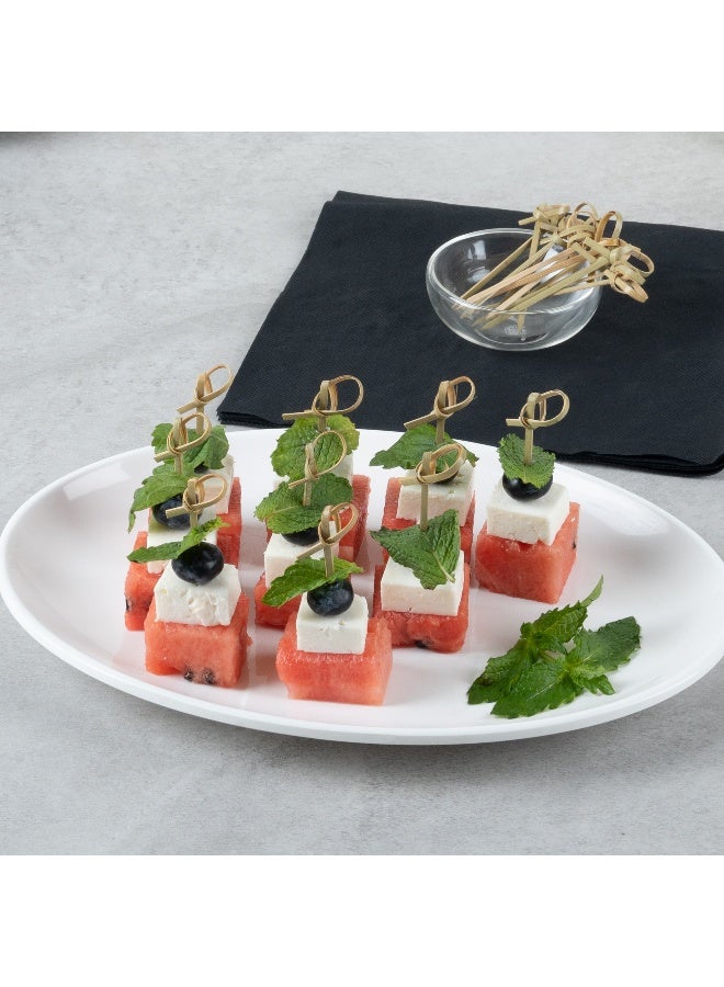 Restaurantware 2.5 Inch Knotted Bamboo Skewers, 1000 Sturdy Disposable Bamboo Food Picks - Sturdy, Looped Knot, Bamboo Appetizer Picks, Sustainable, For Serving Appetizers and Cocktail Garnishes - Image 3