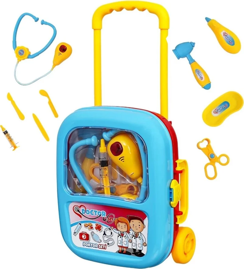 Sole Samira Large Size 10 Piece Medical Doctor Set with Lights and Sounds 2in1 with Sole Pull-Out Suitcase - Doctor Play Set
