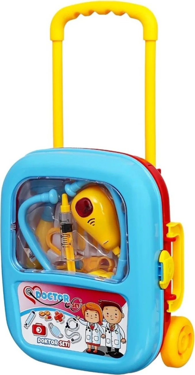 Sole Samira Large Size 10 Piece Medical Doctor Set with Lights and Sounds 2in1 with Sole Pull-Out Suitcase - Doctor Play Set