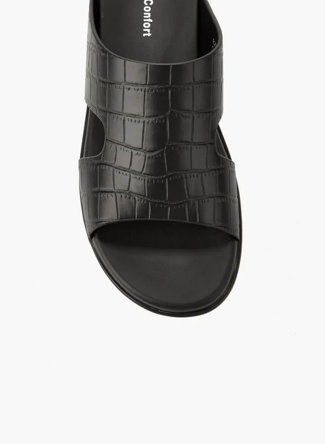 Le Confort BLACK Men Textured Comfort Slide Sandals for Men | Best Price UAE