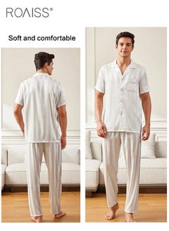 2 Piece Pajama Set for Men Short Sleeves Top and Pants Stripe Printing Satin Sleepwear Sets Men's Spring Autumn Loungewear Set Minimalist Comfy and Breathable Homewear Set - pzsku/Z8537E3A4CA3694539039Z/45/_/1721370992/5d065980-c06a-44c5-b909-4d3de70d0c88