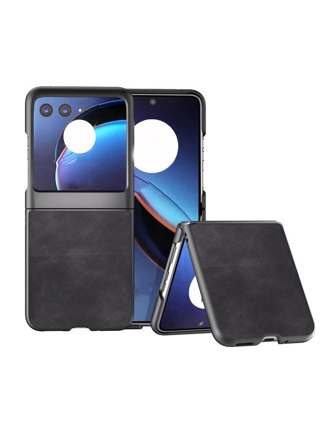 erorex Protective PU Leather Case for Motorola Razr 40 Ultra – Black - Image 1