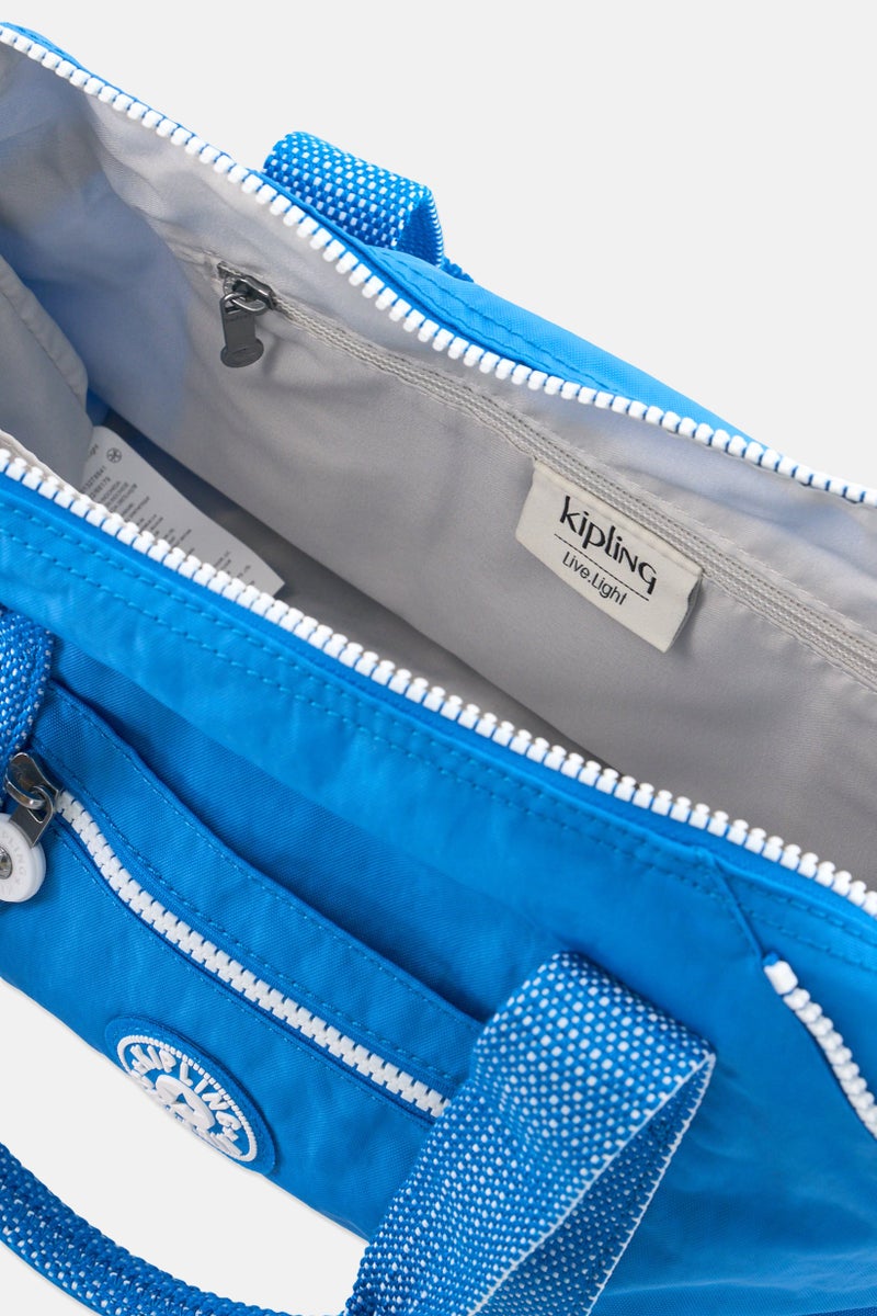 kipling Women Brand Logo Handbag With Keyring, Blue - Image 4