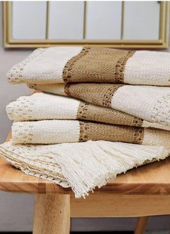 RARELY Rustic Linen Table Runner Long Embroidered with Hand Tassels for Party  - Image 2