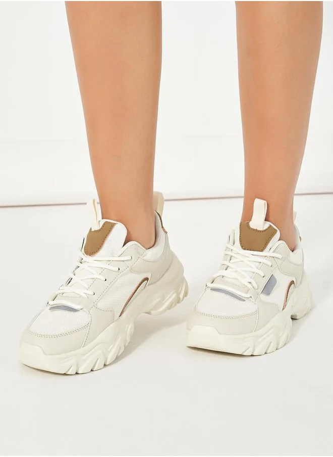 Styli Panelled Mesh Chunky Sole Sneakers