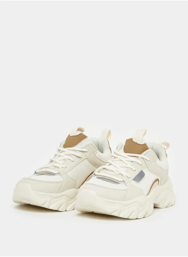 Styli Panelled Mesh Chunky Sole Sneakers