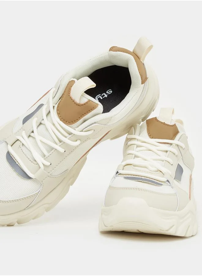 Styli Panelled Mesh Chunky Sole Sneakers