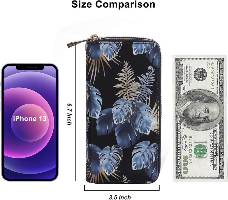 HAWEE Cellphone Wallet for Women Dual Zipper Long Purse with Removable Wristlet - Image 5