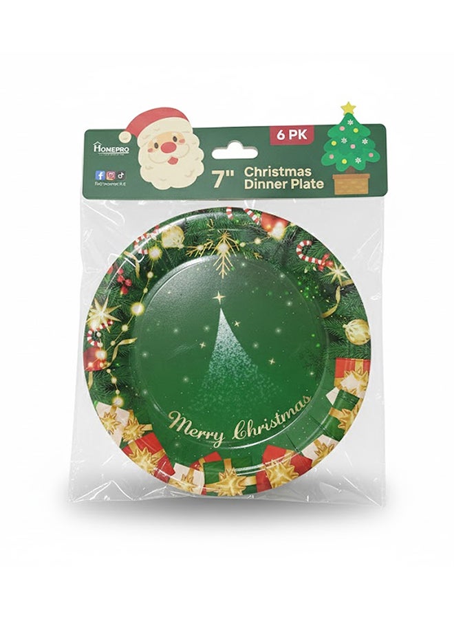 Home Pro طبق عشاء عيد الميلاد القابل للتصرف 7 بوصة 6 قطع أخضر - Image 1