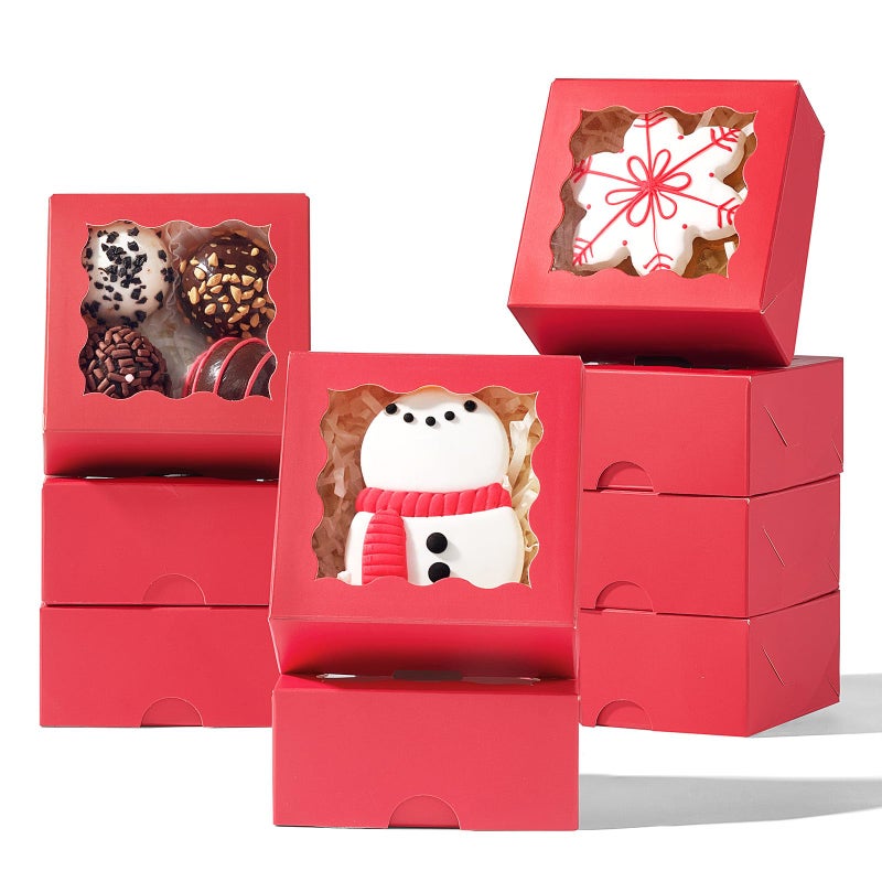 RomanticBaking 3 x 3 x 1 50PCS Chocolate Truffle Boxes for 4Cookies Boxes Soap Boxes Donut Boxes Macaron Boxes Mini Bakery Boxes with Window Brownie Box - Image 2
