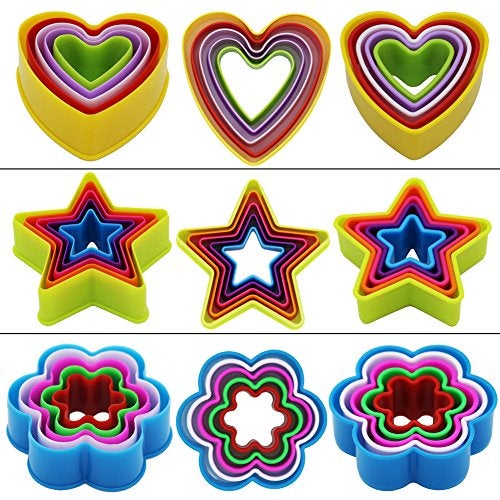 SOOKOO 32 PCS Cookie Cutter Set, Biscuit Cutter Set, Multi-size Sandwich Fondant Cake Fruit Vegetable Shapes Cutter Set (Square, Round, Star, Heart, Flower, Gingersnap) - Image 5