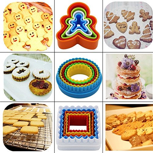 SOOKOO 32 PCS Cookie Cutter Set, Biscuit Cutter Set, Multi-size Sandwich Fondant Cake Fruit Vegetable Shapes Cutter Set (Square, Round, Star, Heart, Flower, Gingersnap) - Image 4