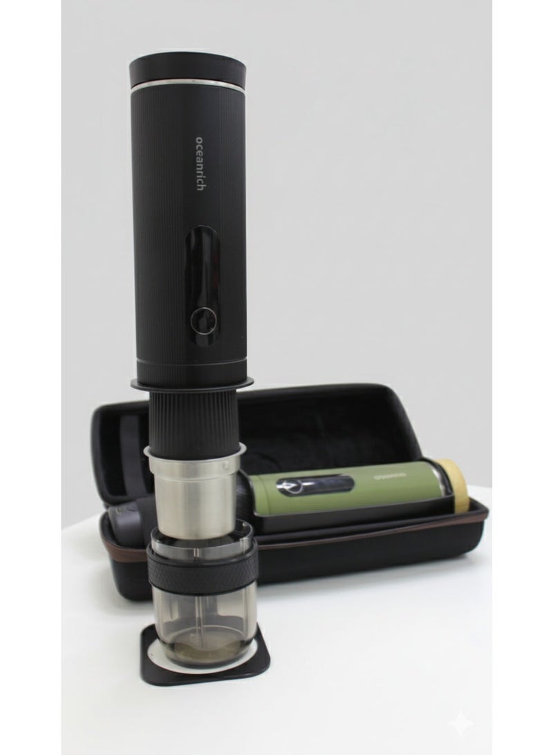 Oceanrich All IN One Portable Auto Hand-Brew Coffee Maker(Grinder Roasted Bean + Rechargeable Heating Water + Milk Frothing + Permanent filter) - Image 2