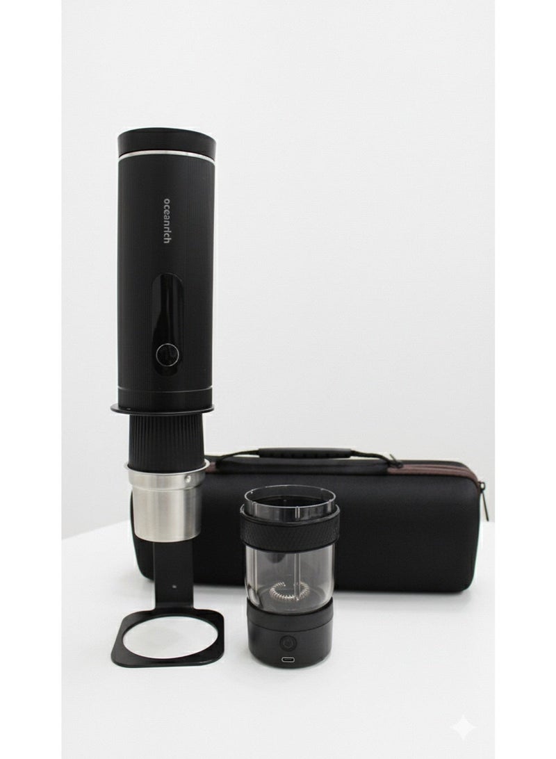 Oceanrich All IN One Portable Auto Hand-Brew Coffee Maker(Grinder Roasted Bean + Rechargeable Heating Water + Milk Frothing + Permanent filter) - Image 1