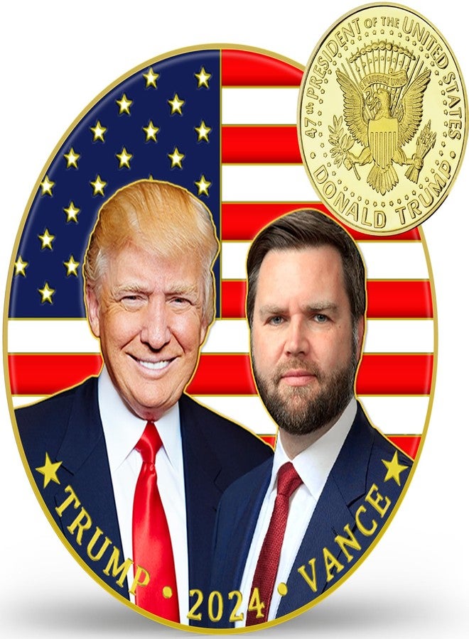 SINBRLAI Trump Vance Challenge Coin, 47th Presidential Commemorative Gold Plated Challenge Coin, Show Your Pride and Support for The Donald Trump's Presidency - Image 1