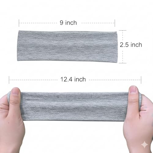 Radhu & Kabby Unisex Headbands | Black, White, Grey, Stretchable Sweatproof Non-Slip Heabands for Yoga, Gym and Everyday Wear | Pack of 3 - Image 3