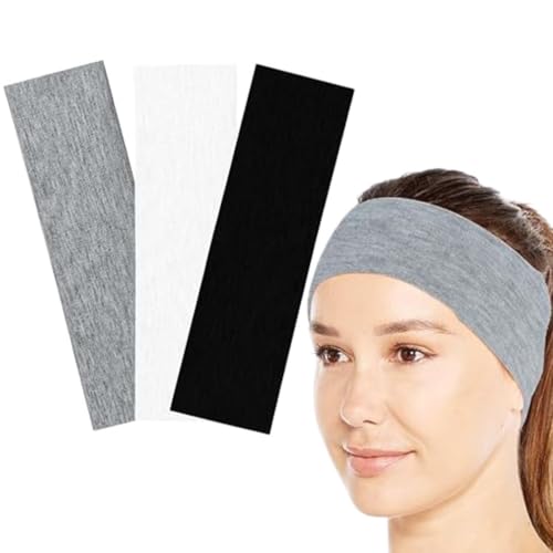 Radhu & Kabby Unisex Headbands | Black, White, Grey, Stretchable Sweatproof Non-Slip Heabands for Yoga, Gym and Everyday Wear | Pack of 3 - Image 1
