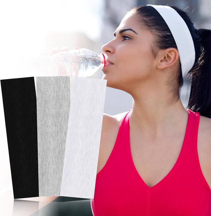 Radhu & Kabby Unisex Headbands | Black, White, Grey, Stretchable Sweatproof Non-Slip Heabands for Yoga, Gym and Everyday Wear | Pack of 3 - Image 5