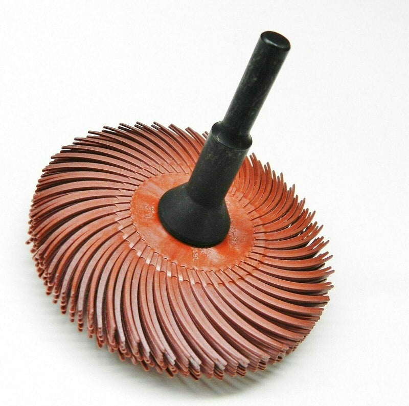 JTS 3M Radial Bristle Disc 3" Red 220 Grit with 1/4" Mandrel 6 Brushes and Arbor Set by Jets - Image 2