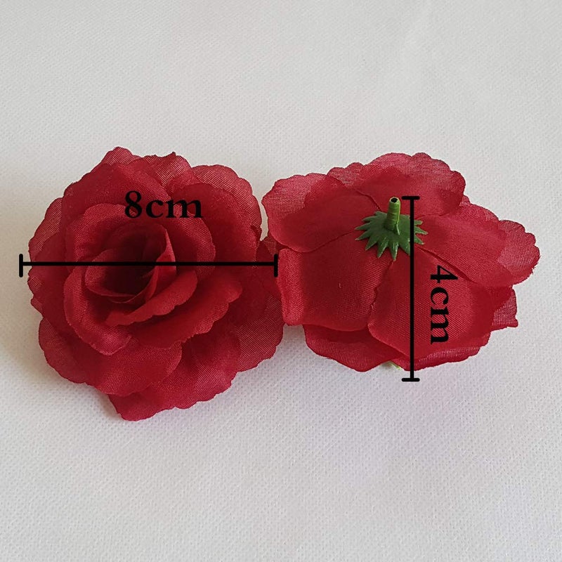 Eternal Blossom Eternal Blossom Silk Rose Flower Head  20PCS for Hat Clothes Album Decoration  Wedding Decoration (Wine red)  - Image 2
