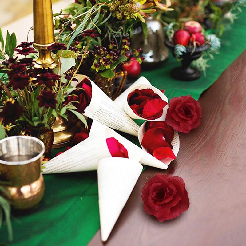 Eternal Blossom Eternal Blossom Silk Rose Flower Head  20PCS for Hat Clothes Album Decoration  Wedding Decoration (Wine red)  - Image 5