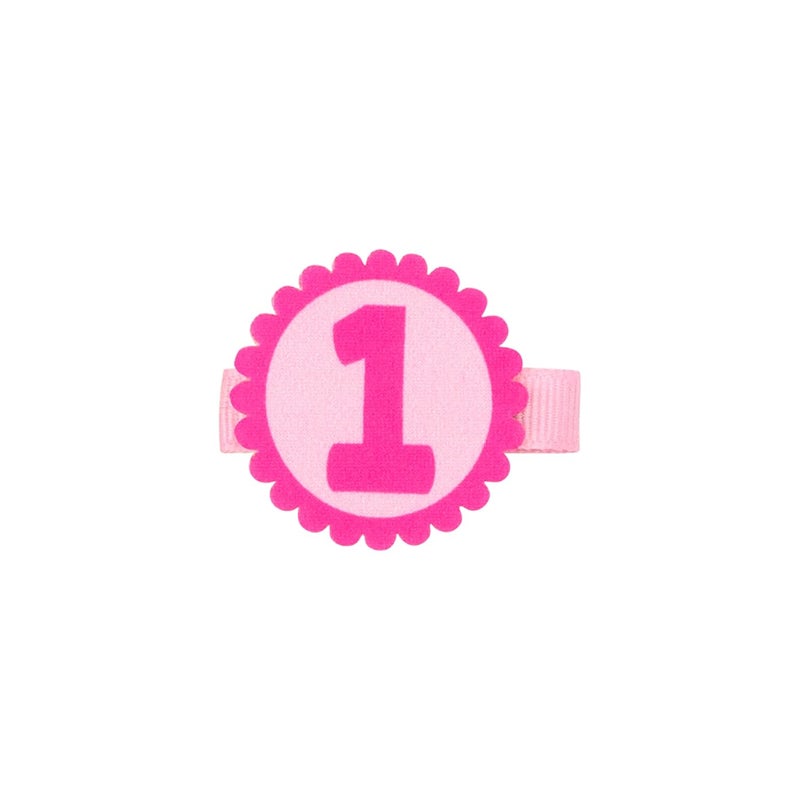 Wee Ones Girls First and Second Birthdaythemed Neon Printed Hair Clips on a WeeStay clip Handmade One