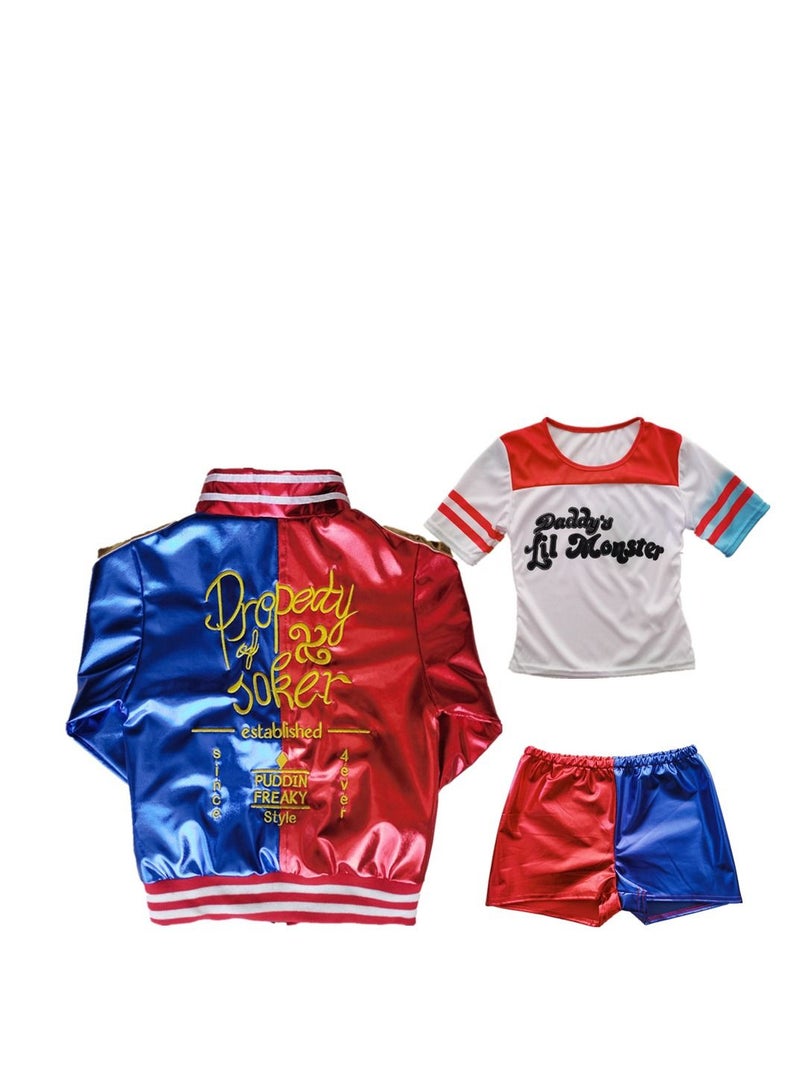 Kids Girls Costume Fancy Dress Cosplay Costume Outfit Characters Costumes,Girls Costume Includes Jacket,T-Shirt,and Shorts  - Image 2